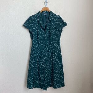 ModCloth Green Ditsy daisy Print Shirt Dress Size 10